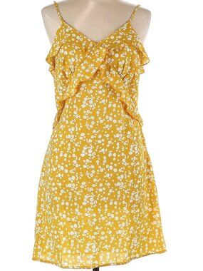 ZAFUL Yellow and White Floral Mini Dress with Ruffles - Large - NWOT